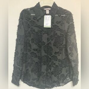 H&M Trendy Sheer button up blouse XS